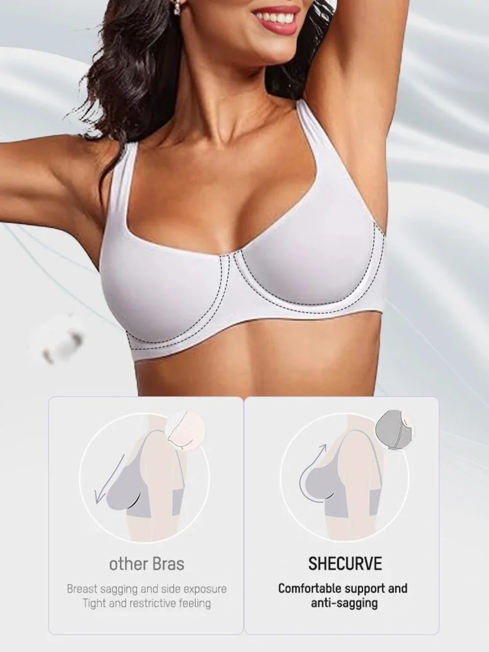 SheCurve Seamless Unlined Underwire Balconette Bra Red 36C. NWOT